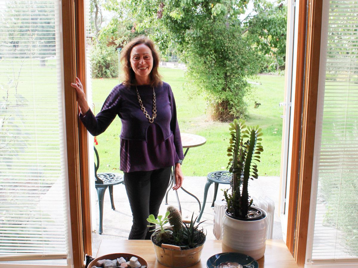 Kate standing on he studio terrace